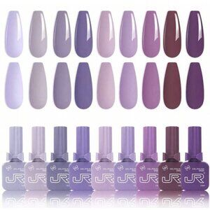 JR 9pcs 15ml Colorful Nail Gel Polish Soak-off UV/LED Purple Tones NEW